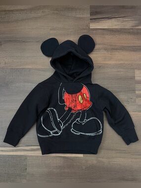 Disney Parks Youth Mickey Mouse Hoodie with Ears - Black - Size XXS 2/3